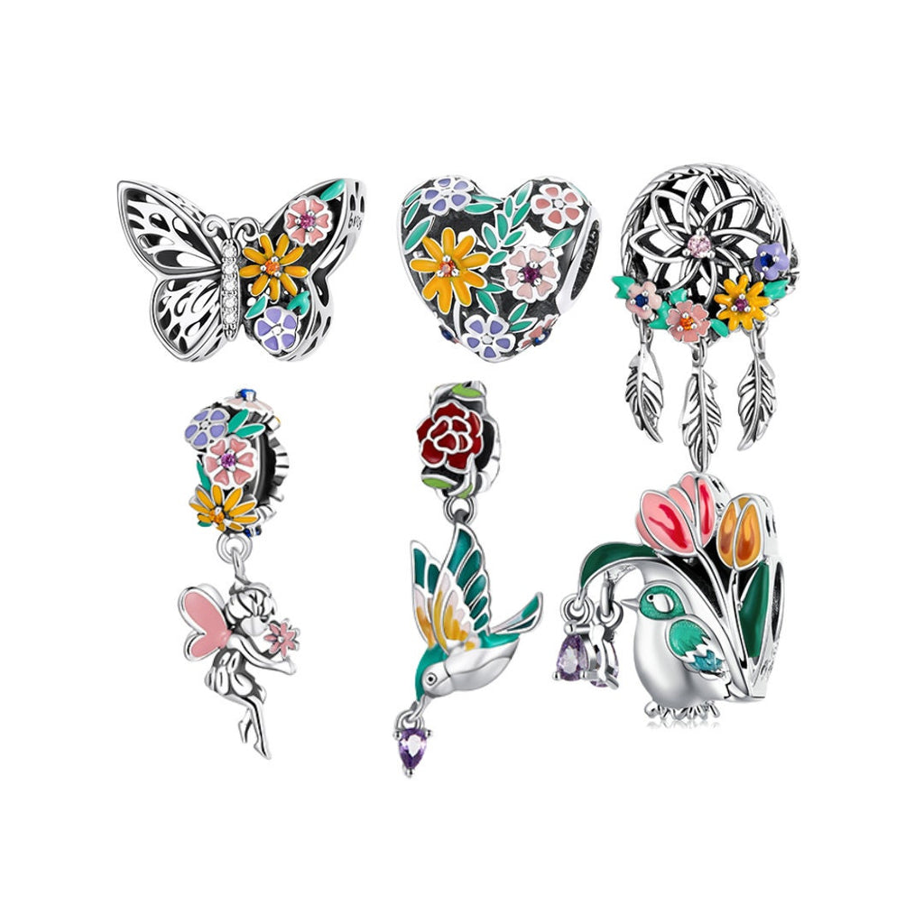 Forever Blooming Silver Charms