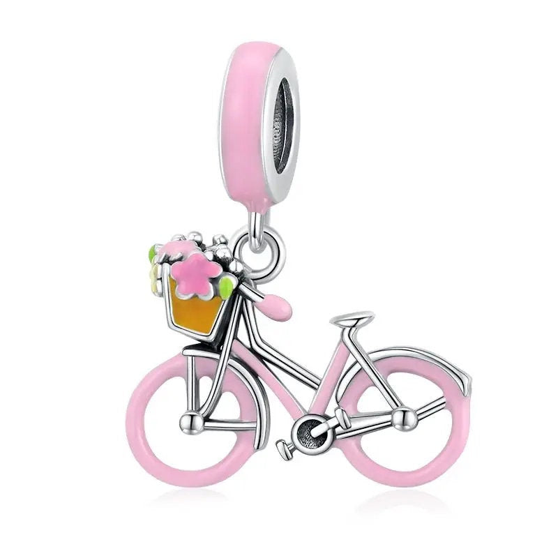 Biker Girl Silver Charms