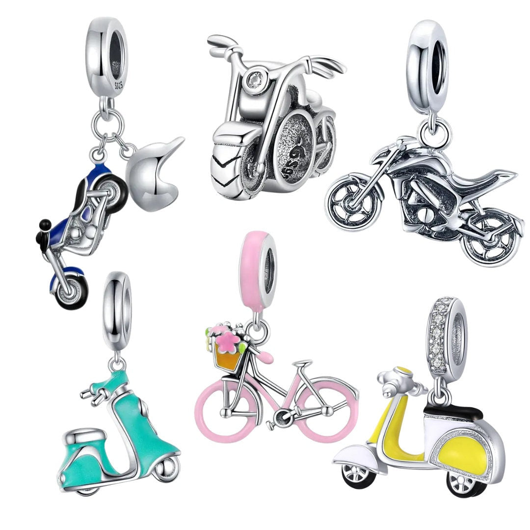 Biker Girl Silver Charms