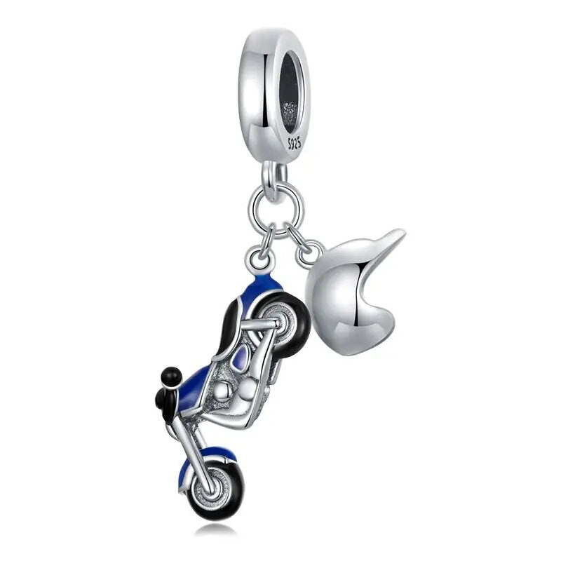 Biker Girl Silver Charms
