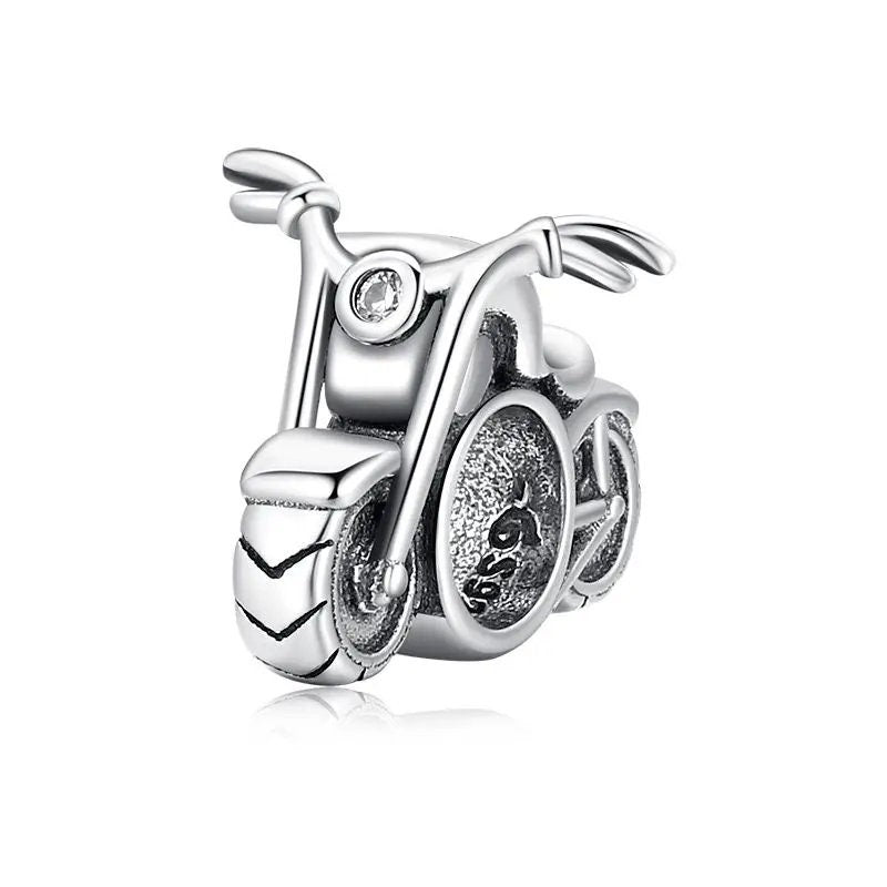 Biker Girl Silver Charms