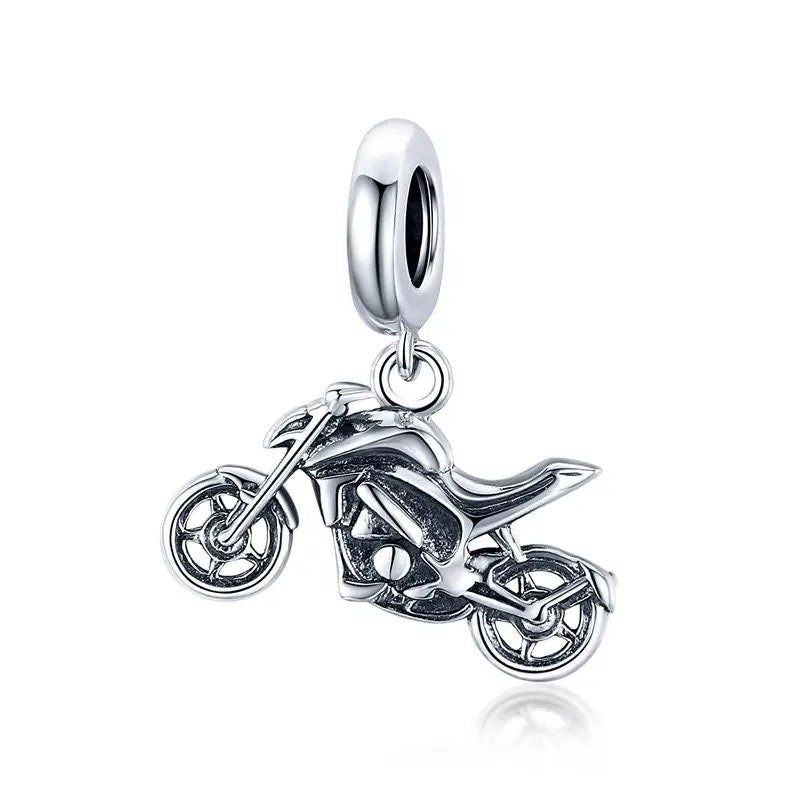 Biker Girl Silver Charms