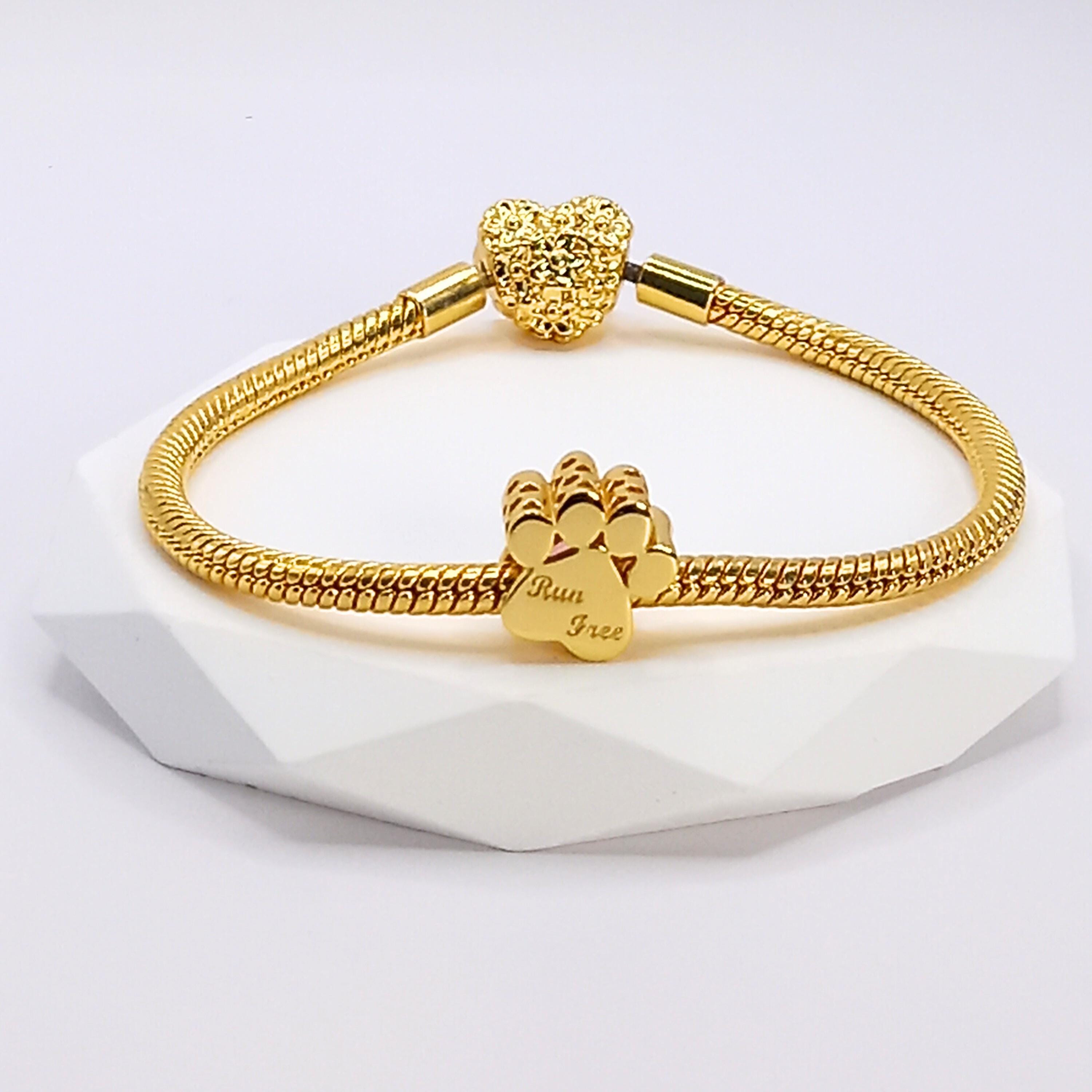 18k Opalite Memorial Paw Print Gold Plated Cubic Zirconia Charms fits Pandora Bracelet BUY 3 GET 65% OFF