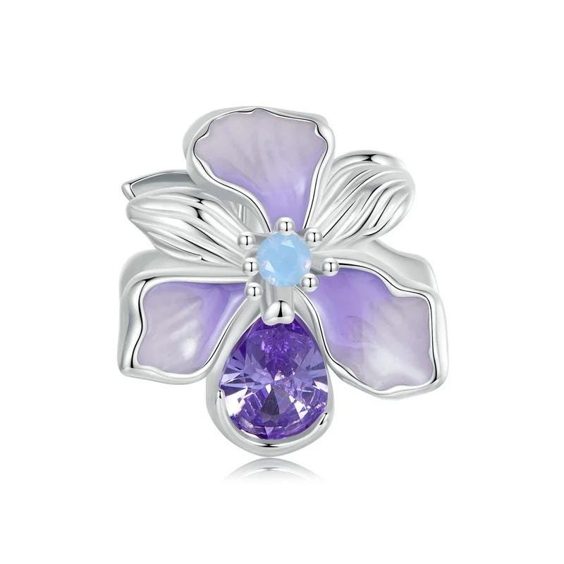Iris Bloom Collection Nature-Inspired Silver Charms