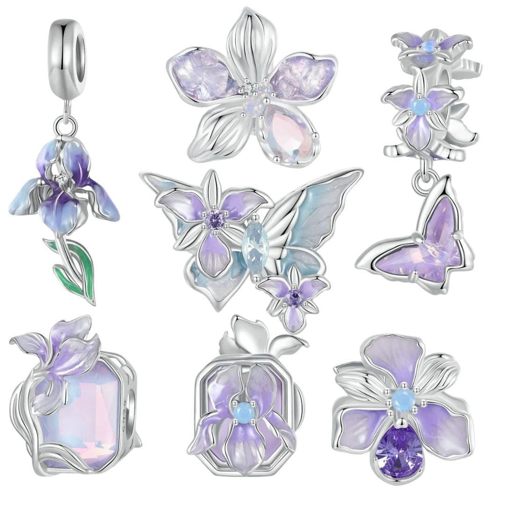 Iris Bloom Collection Nature-Inspired Silver Charms