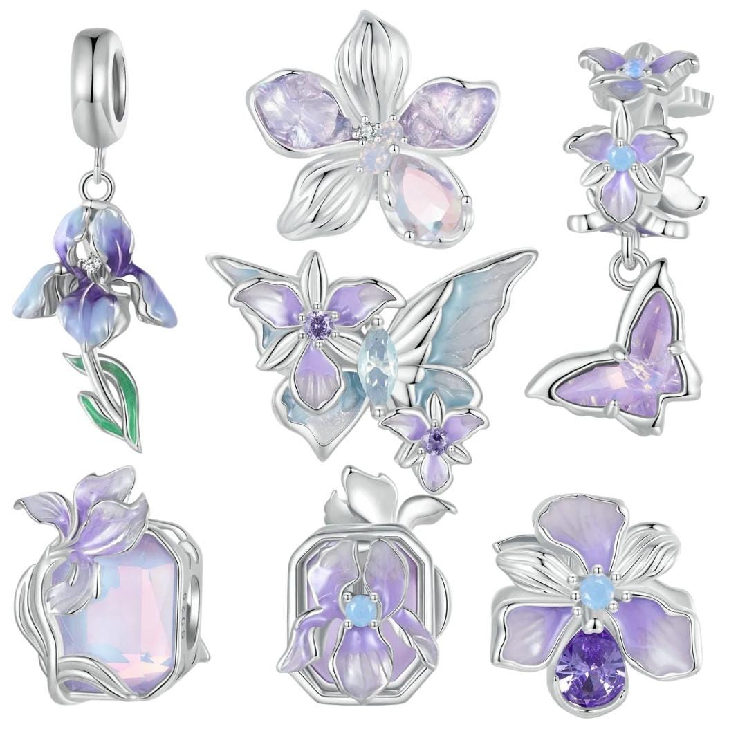 Iris Bloom Collection Nature-Inspired Silver Charms