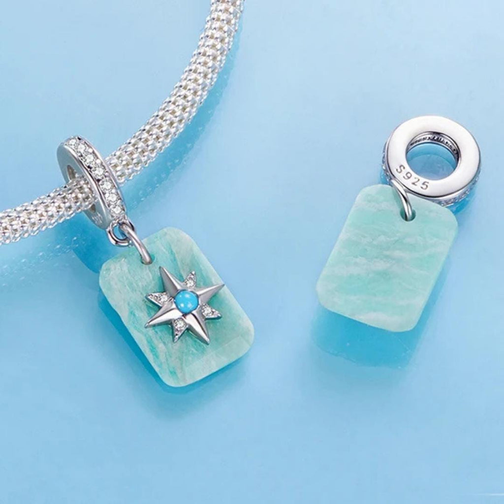 Natural Gemstone Silver Charms