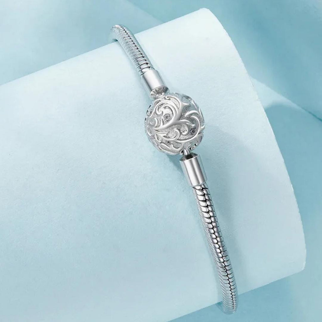 925 Plated White Gold Silver Charm Bracelet