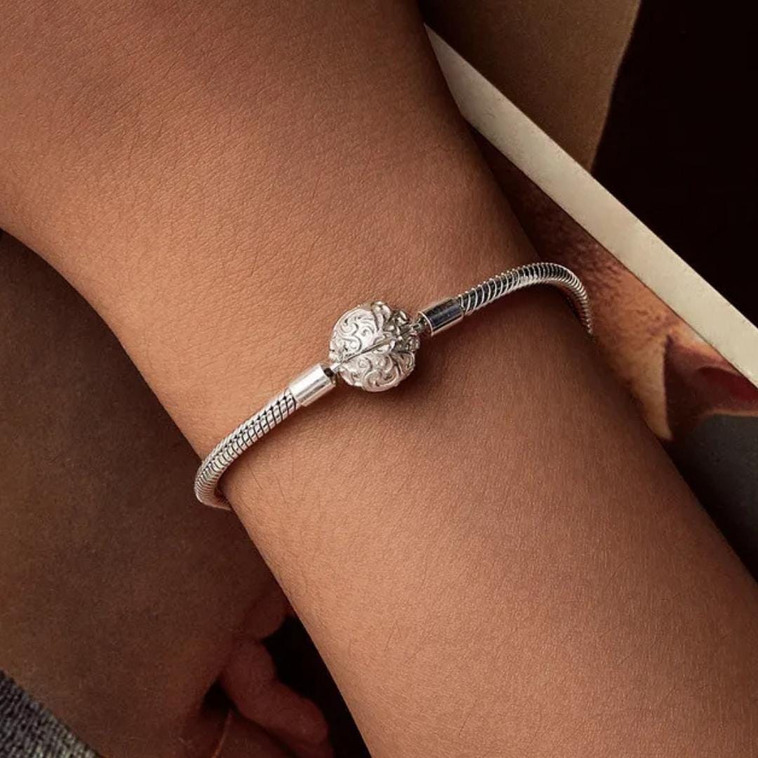 925 Plated White Gold Silver Charm Bracelet