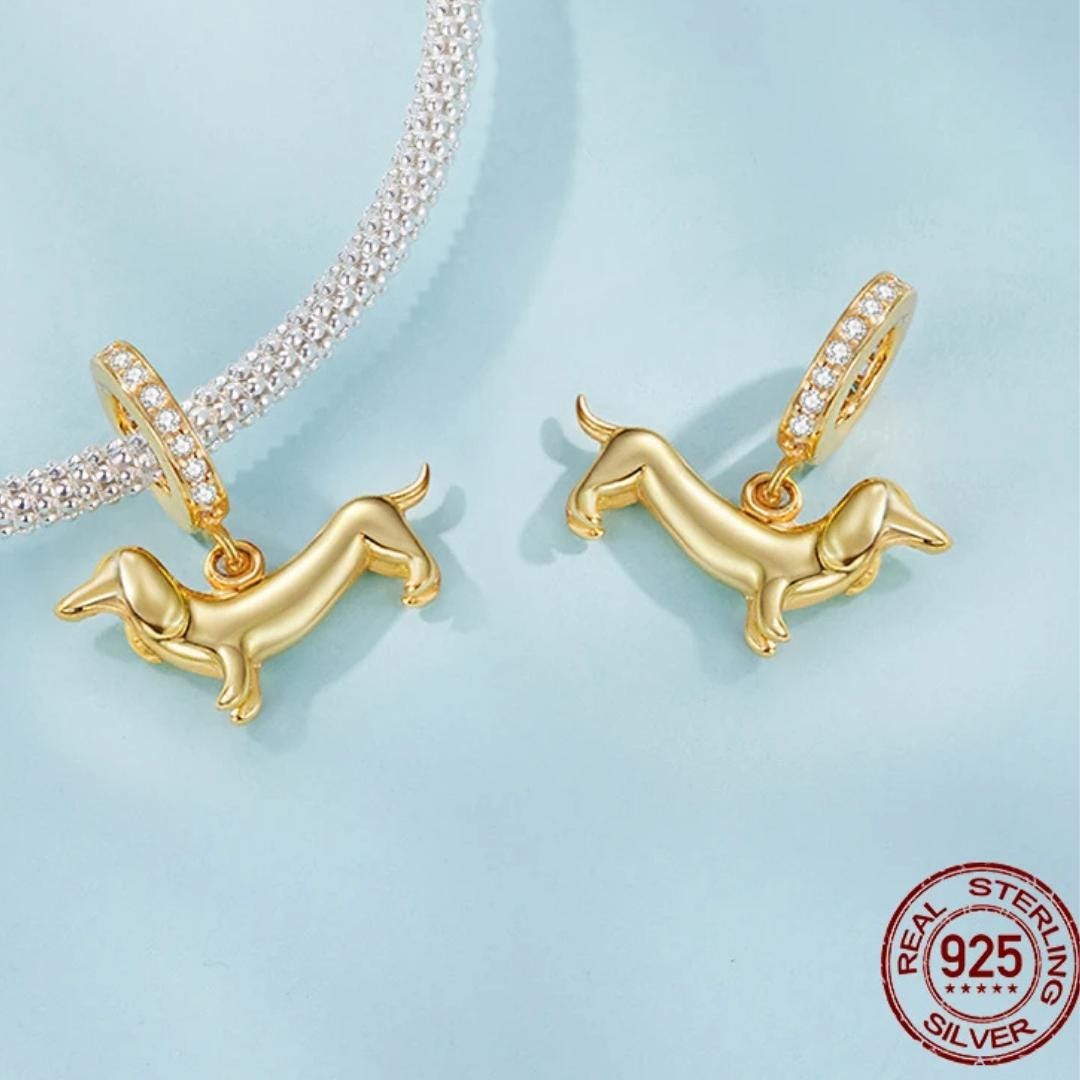 18k Gold Plated Dachshund Dog Charm
