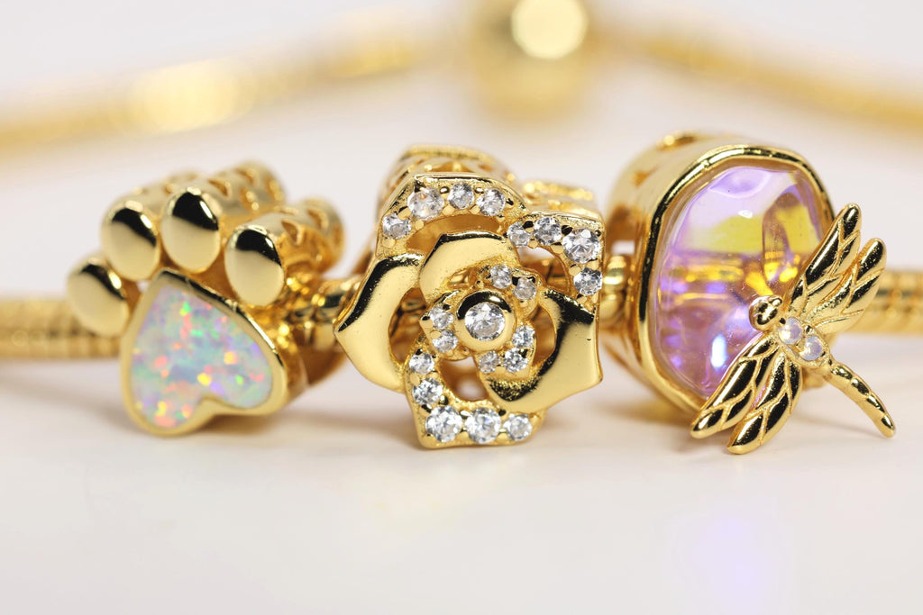 18K Gold Plated Rose Charm