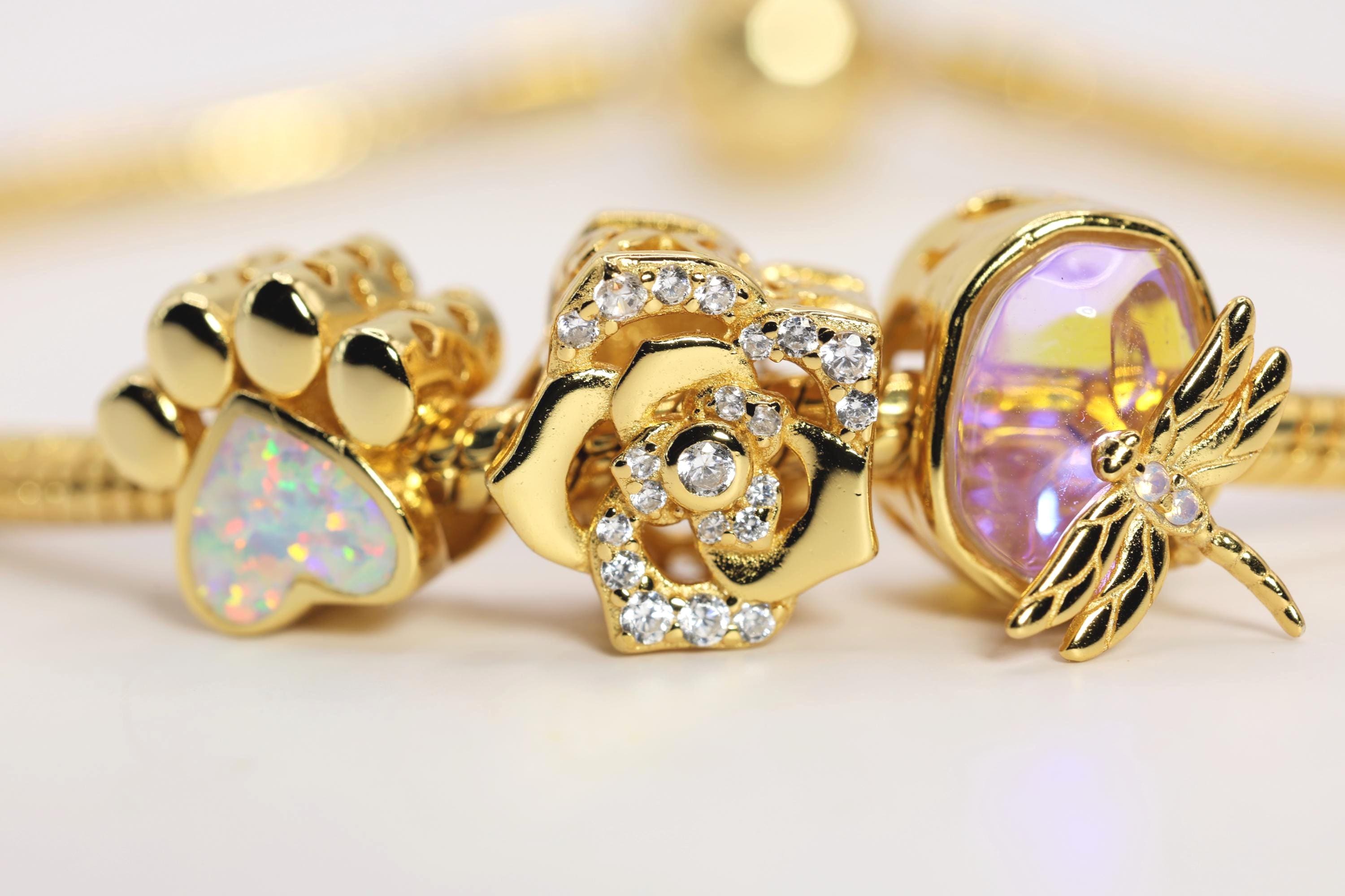 18K Gold Plated Rose Charm