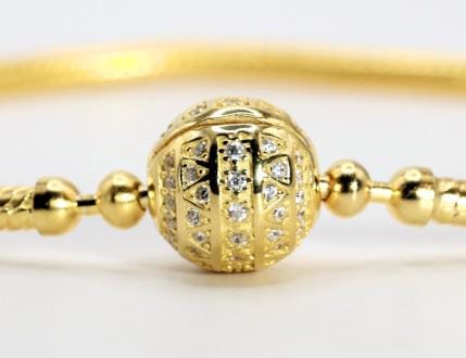 18k Gold Vermeil over 925 Silver Cubic Zirconia Snake Chain Charm Bracelet