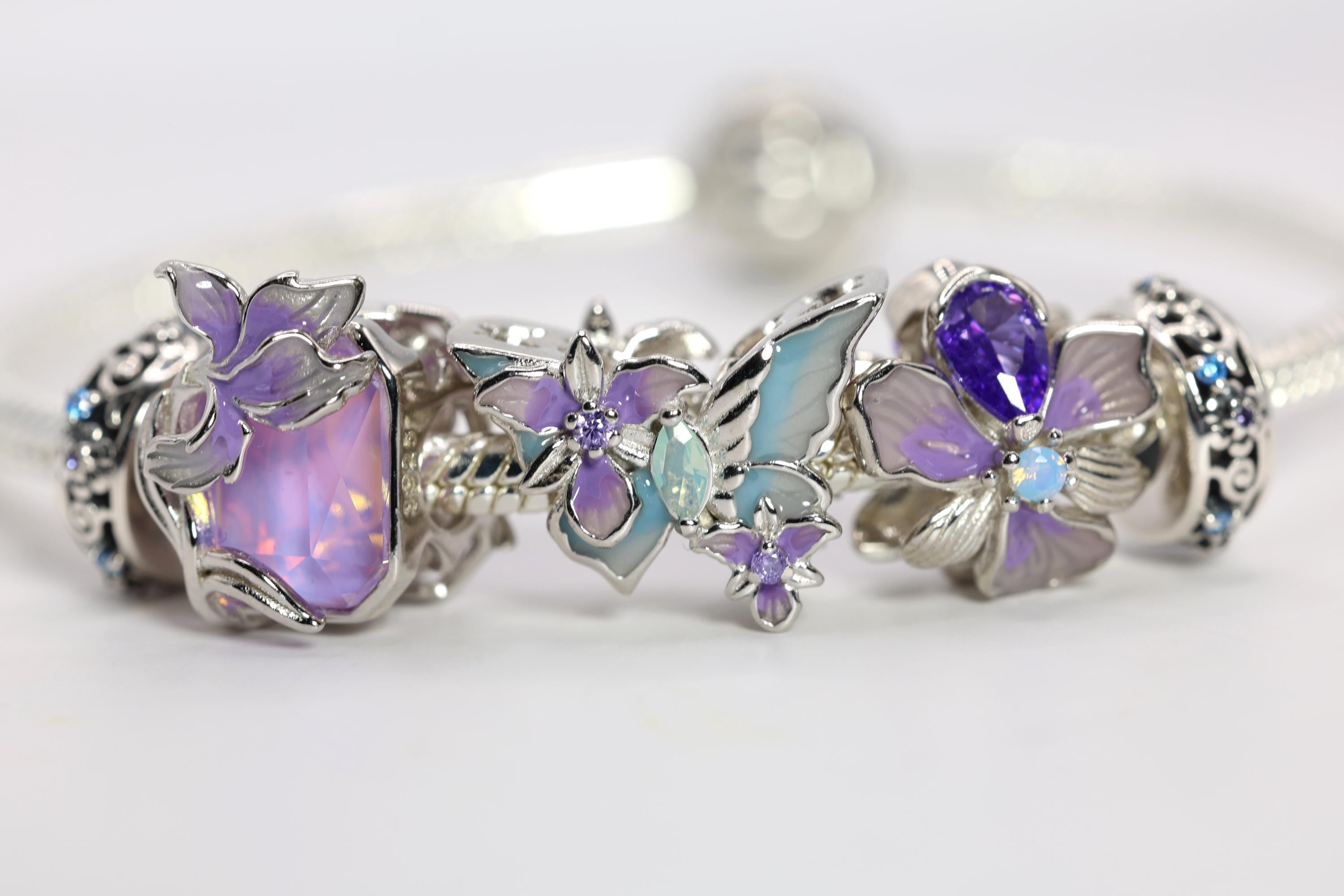 Iris Bloom Collection Nature-Inspired Silver Charms