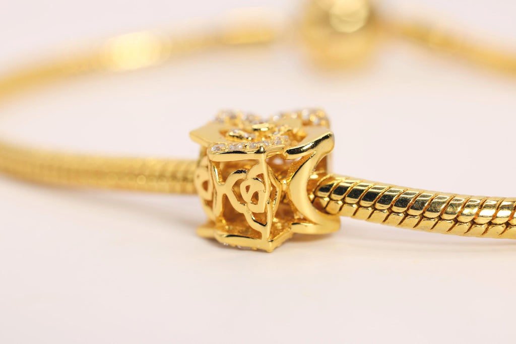 18K Gold Plated Rose Charm