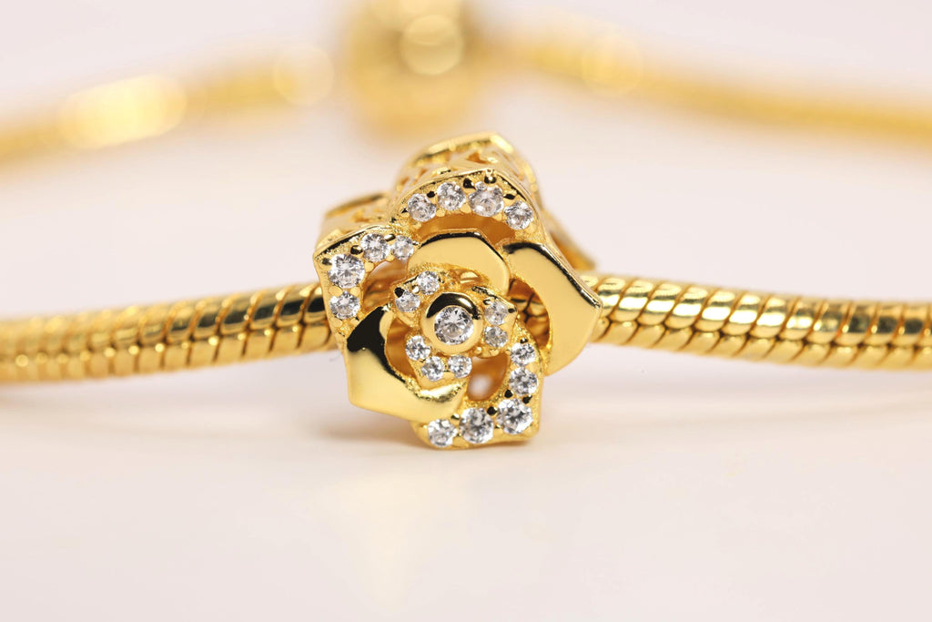 18K Gold Plated Rose Charm