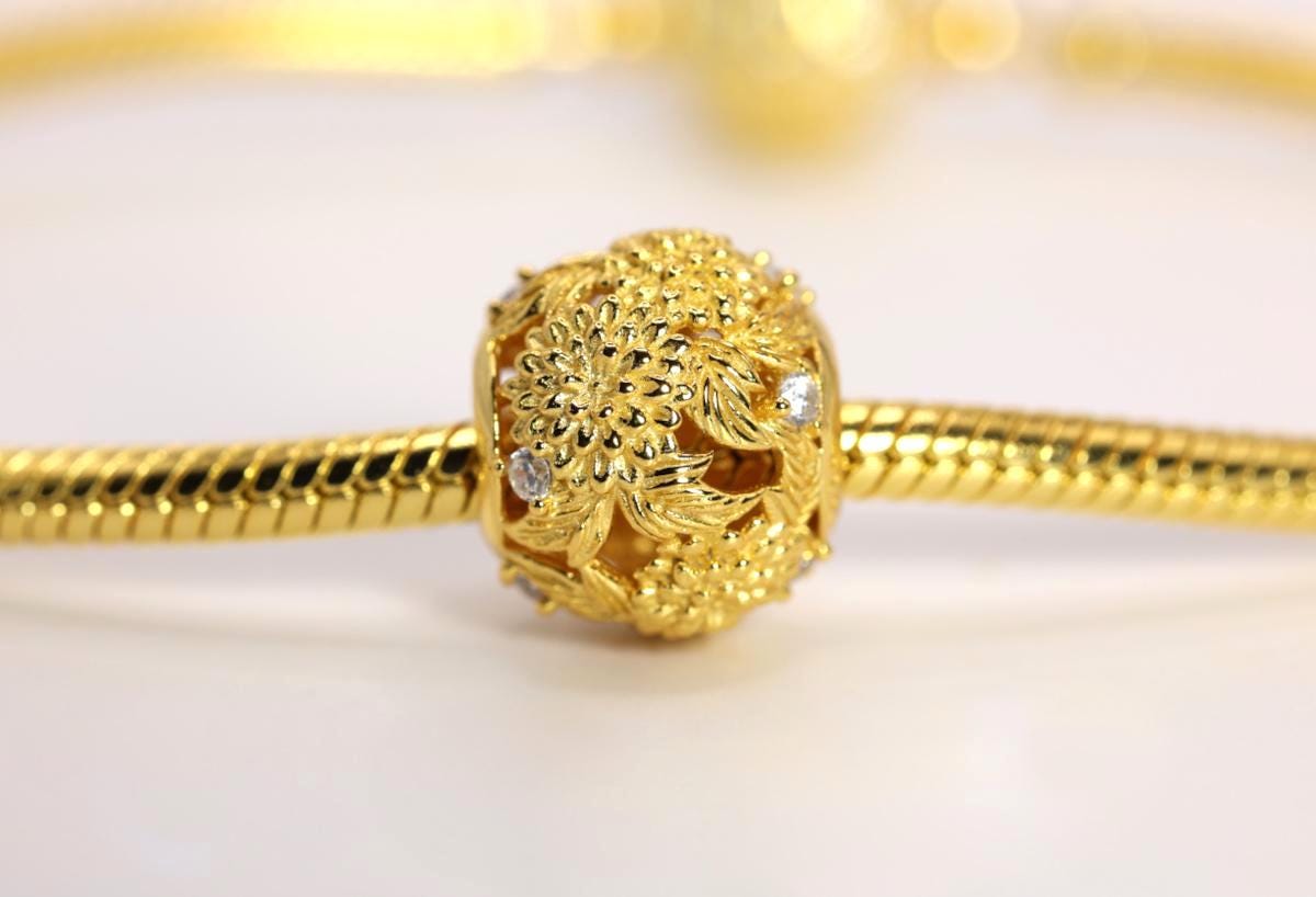 18k Gold Plated Chrysanthemum Charm