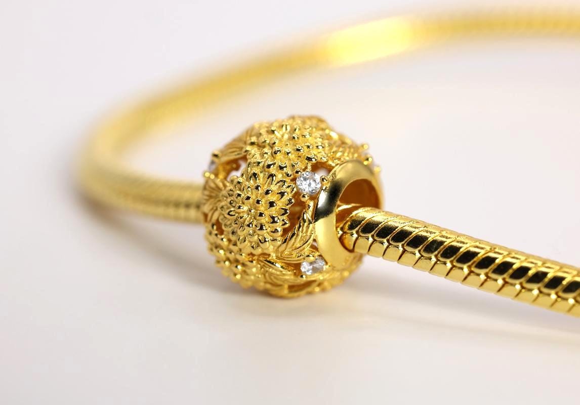 18k Gold Plated Chrysanthemum Charm