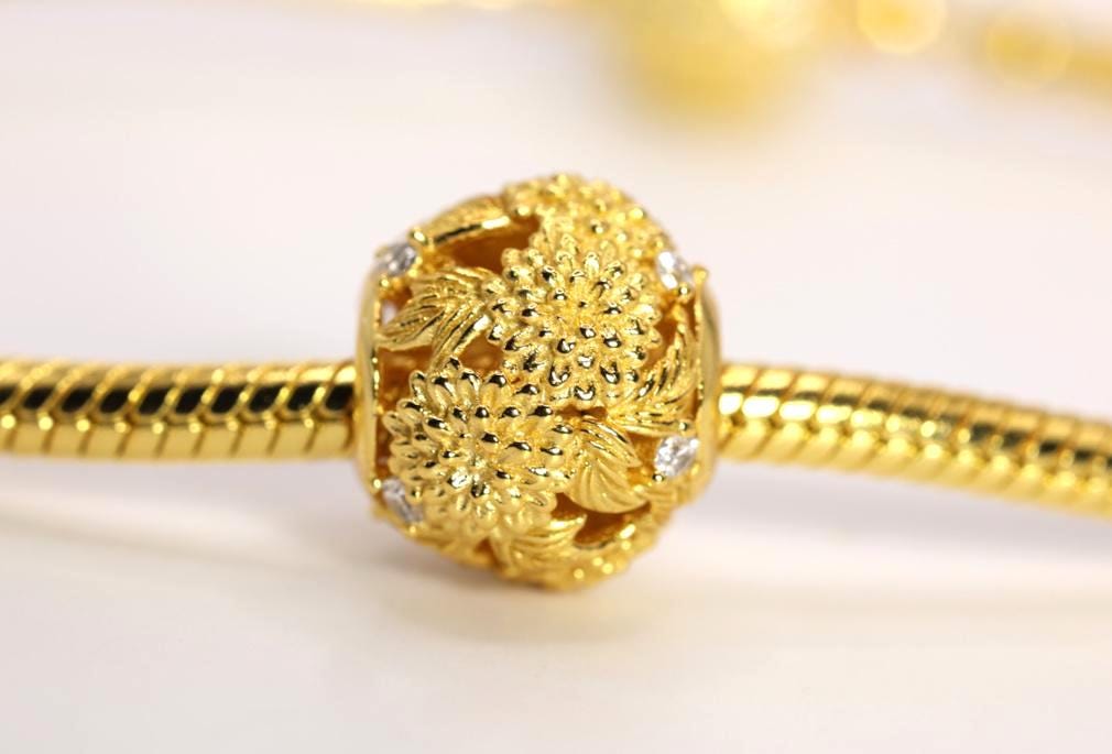 18k Gold Plated Chrysanthemum Charm