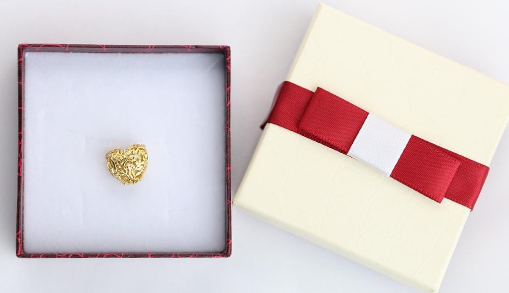 18K Gold Plated Heart Leaf Charm fits Pandora bracelet BUY 3 GET 65% OFF