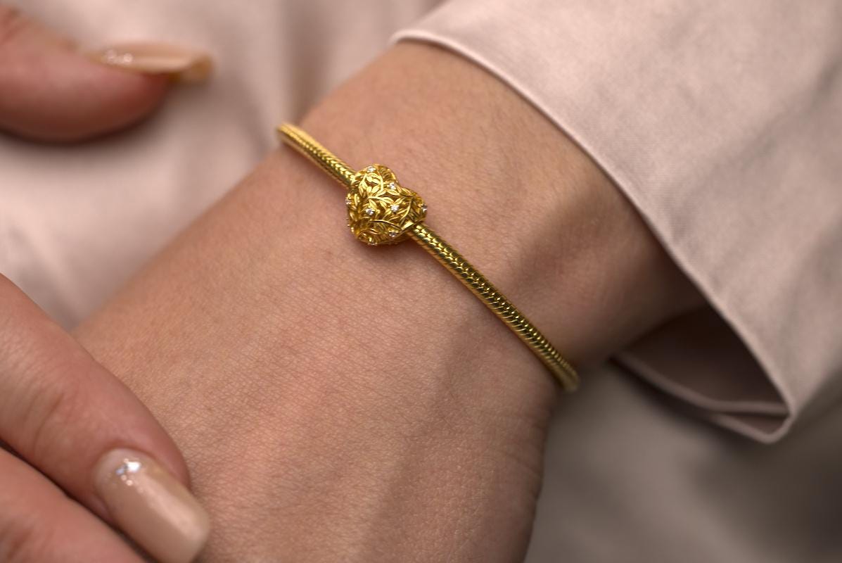 18K Gold Plated Heart Leaf Charm fits Pandora bracelet BUY 3 GET 65% OFF