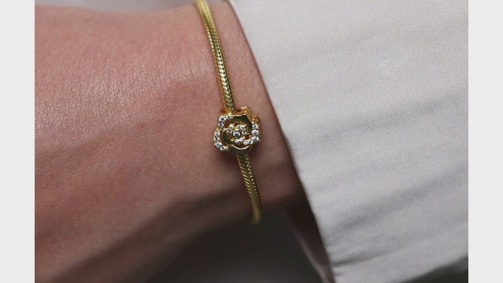 18K Gold Plated Rose Charm