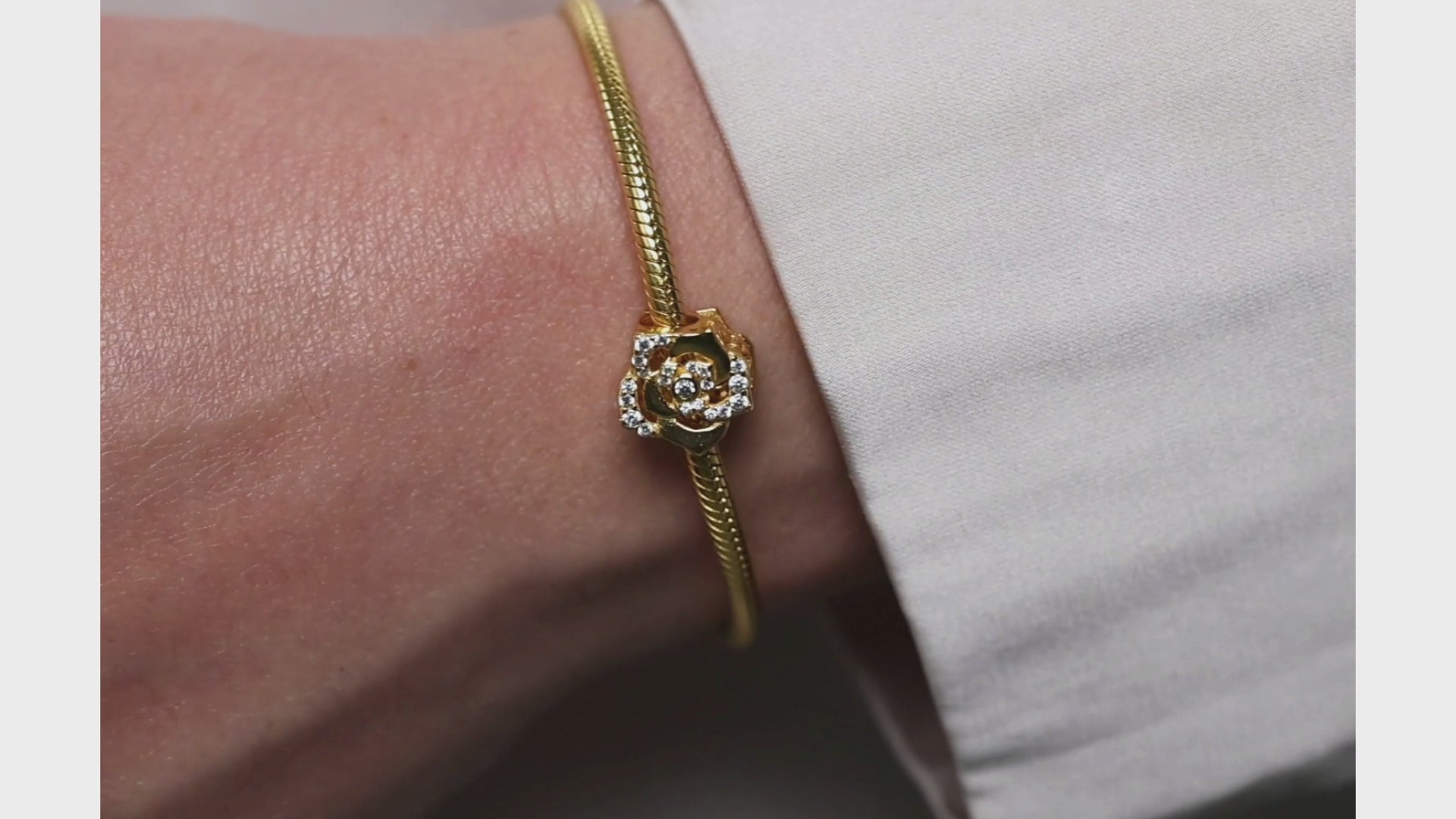 18K Gold Plated Rose Charm